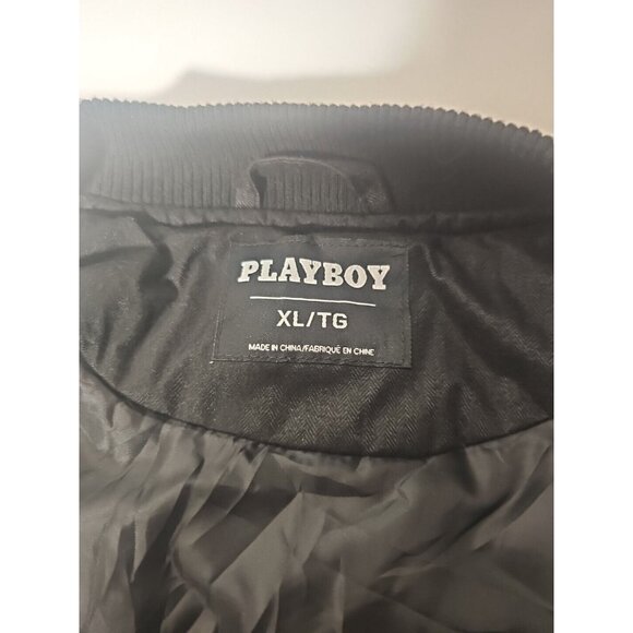 Playboy Varsity Jacket Mens Large XL Black White Long Sleeve Logo Bunny Graphic - Picture 11 of 11